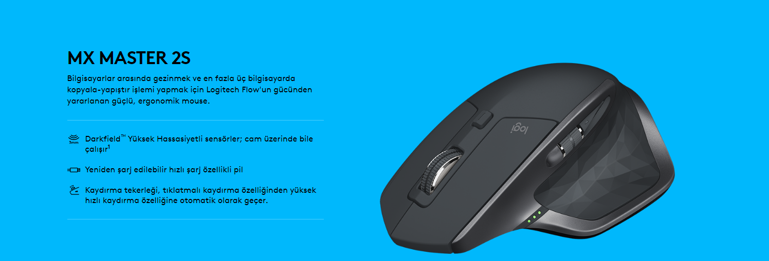 Logitech Mx Master Graphite Kablosuz Mouse Flow 910-005139 Wireless Bluetooth